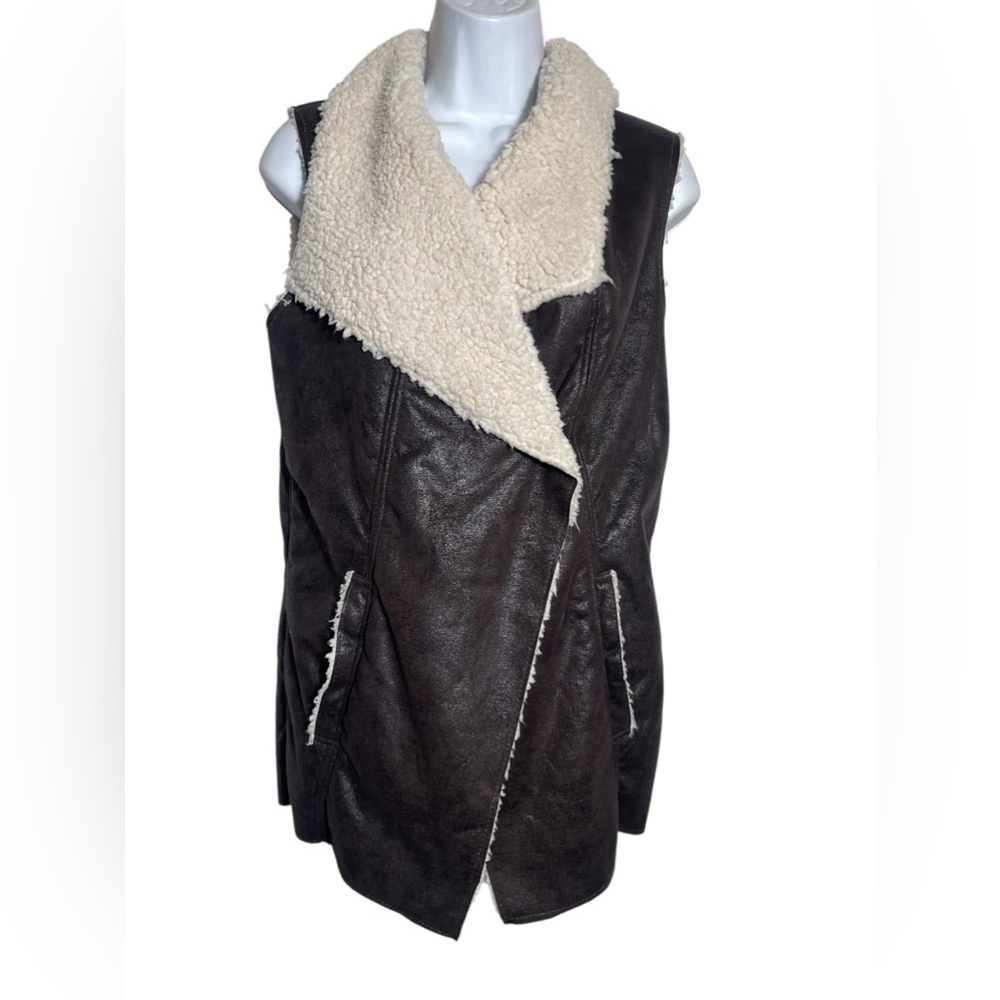 L.O.G.G. jacket vest size small faux shearling lined brown vest